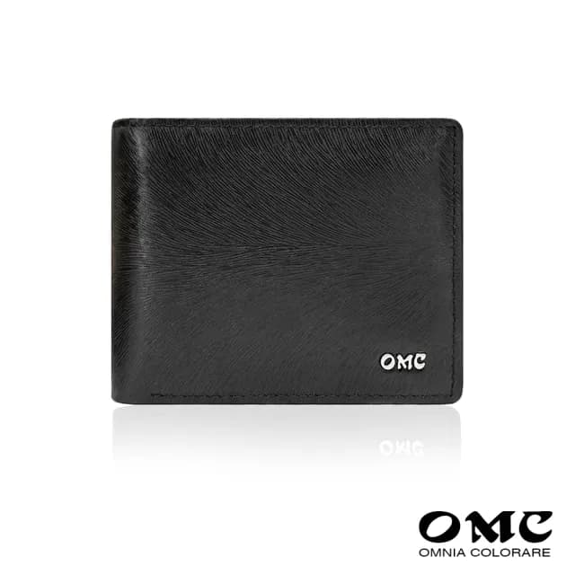 【OMC】父親節禮物 真皮包包  馬鬃紋質感頭層牛皮短夾(黑色-6款任選)