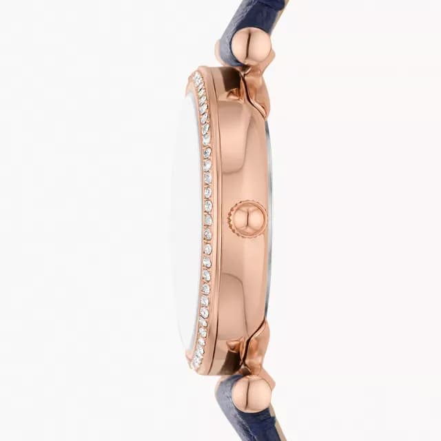 【FOSSIL】Carlie 晶鑽皮帶女錶-海軍藍/28mm 禮物 送禮 推薦(ES5295)