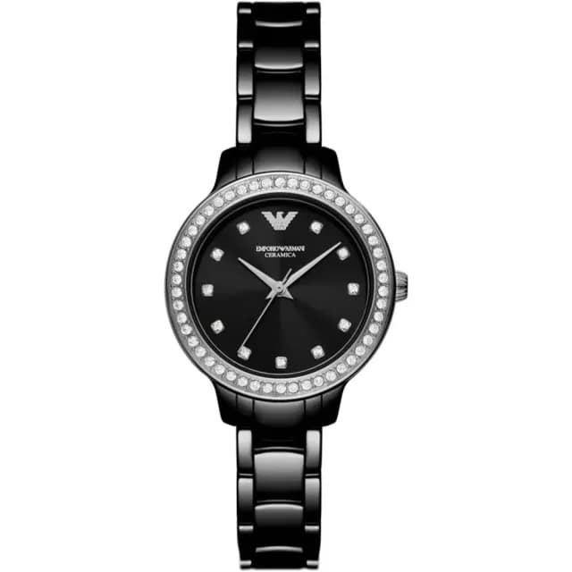 【EMPORIO ARMANI】亞曼尼 陶瓷晶鑽女錶-32mm 禮物 送禮 推薦(AR70008)