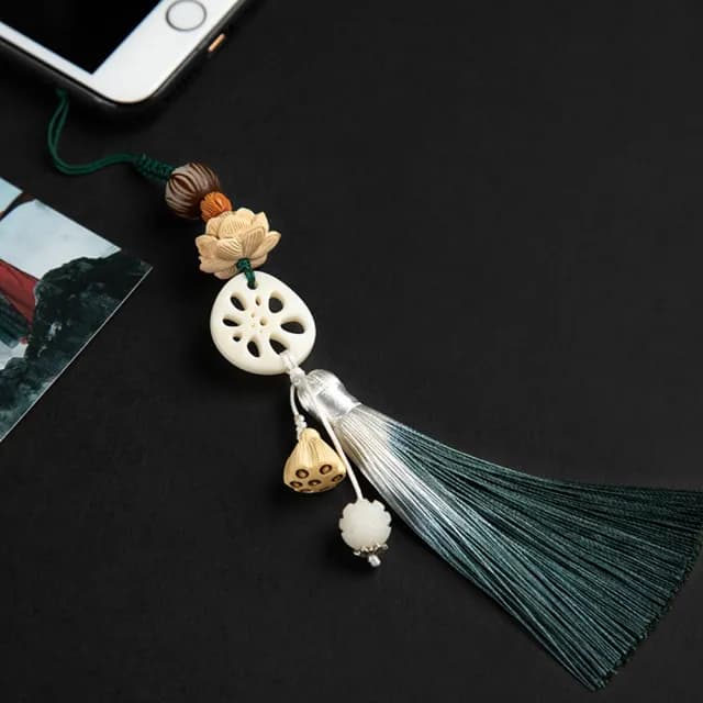 【米蘭精品】現貨+預購 手機掛飾鑰匙扣(菩提黃楊木蓮花流蘇包包配飾母親節情人節生日聖誕節禮物4款73xd20)