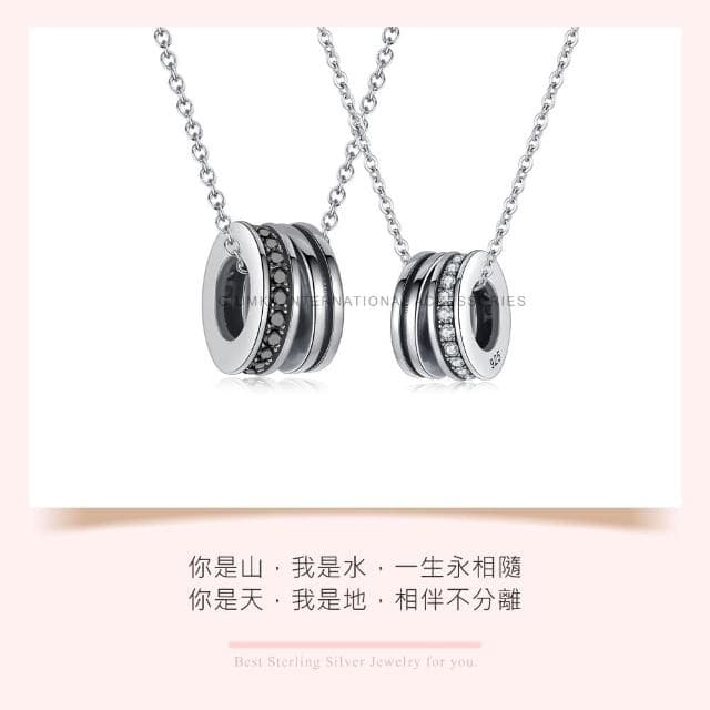 【GIUMKA】情侶項鏈．925純銀 ．雙環戀曲．情人節禮物(銀色款)