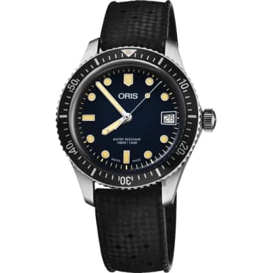 【ORIS 豪利時】Divers Sixty-Five 潛水機械女錶-藍x黑錶帶/36mm 送禮 禮物 推薦(0173377474055-0741718)