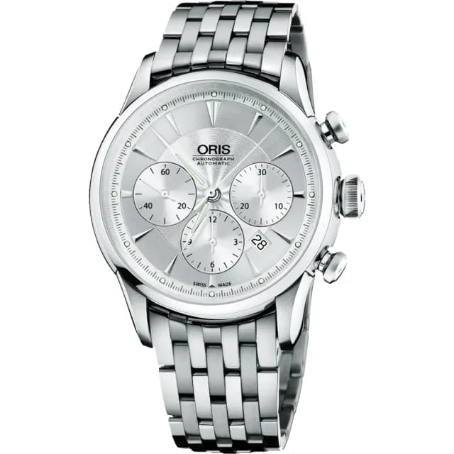 【ORIS 豪利時】Artelier 復刻三眼計時機械腕錶-銀/44mm 禮物 送禮 推薦(0167676034051-0782273)