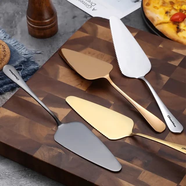 【樂邁家居】質感不鏽鋼 三角 披薩鏟 蛋糕刀(四色任選 質感餐具)