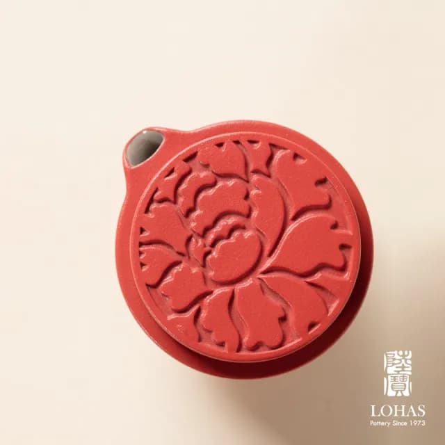【LohasPottery 陸寶】花好月圓闔家歡-宮牆紅 一壺兩杯茶盤(陶瓷泡茶壺 茶盤 茶具套組)
