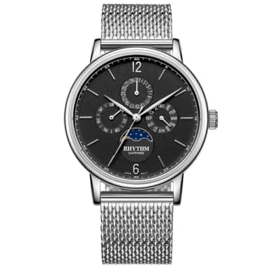 【RHYTHM 麗聲】都會時尚日月相日期手錶-40mm 送禮 禮物 推薦(FI1608S02)