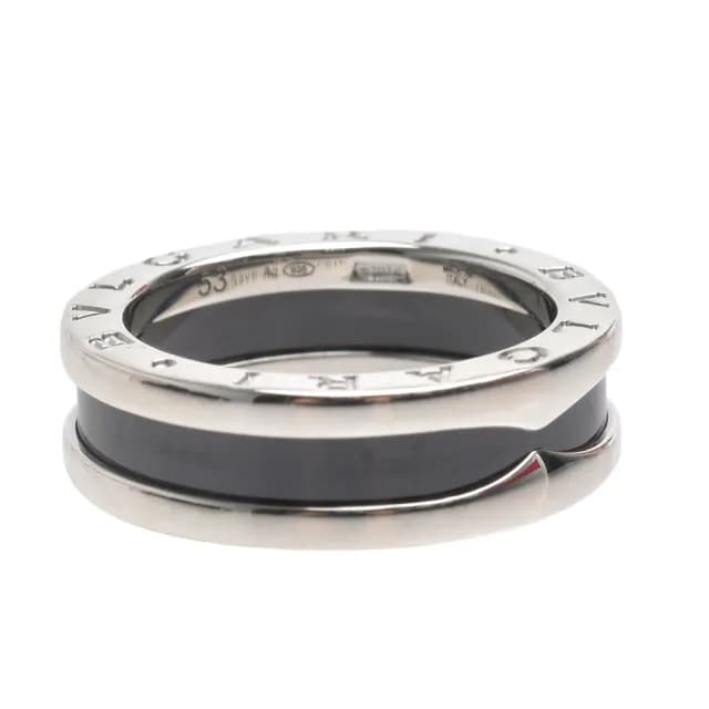 【BVLGARI 寶格麗】經典SAVE THE CHILDREN系列黑色陶瓷925純銀戒指(346098)