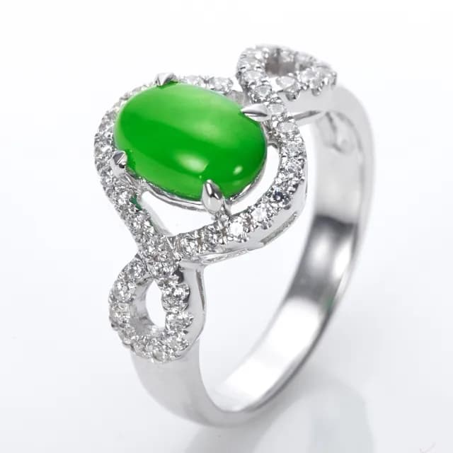 【DOLLY】14K金 緬甸陽綠冰種翡翠鑽石戒指(母親節 長輩送禮 交換禮物首選)