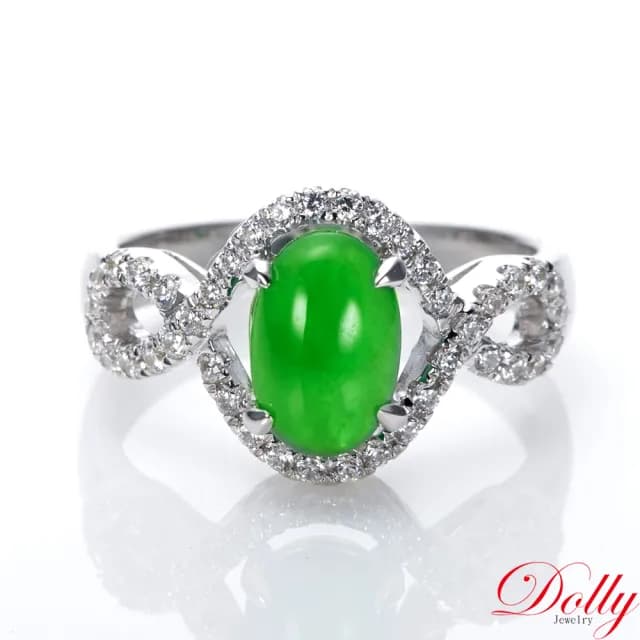 【DOLLY】14K金 緬甸陽綠冰種翡翠鑽石戒指(母親節 長輩送禮 交換禮物首選)