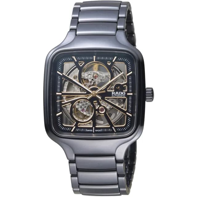 【Rado 雷達表】True真系列方形開芯自動機械腕錶 R02送禮推薦(R27086162)