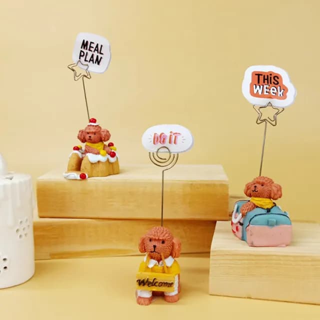 【BonBon naturel】貴賓狗可愛手工便簽夾/3入(名片夾/交換禮物)