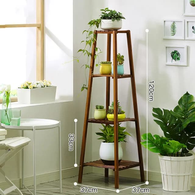 【HappyLife】塔型楠竹花架4層 Y10014(園藝架 立式花架 盆栽架 多肉植物 花草園藝用具 展示架 植栽架)