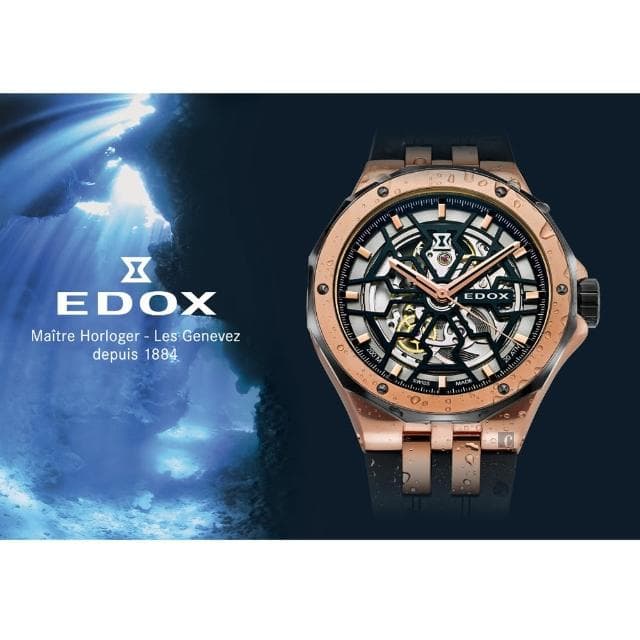 【EDOX 伊度】Delfin 魔幻巡洋系列鏤空潛水機械錶 送禮 禮物 推薦(E85303.357RN.NRN)