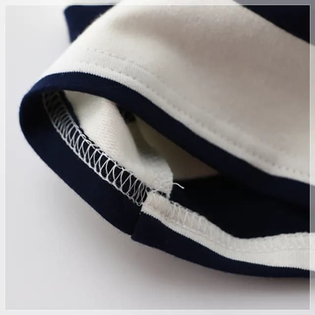 【橘魔法】深藍條紋毛圈棉長袖上衣(衛衣 薄長袖 中性款 男童 女童 小童 中童 兒童 童裝)