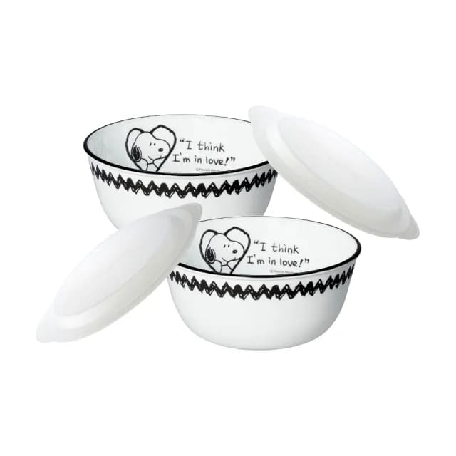 【CorelleBrands 康寧餐具】SNOOPY 經典語錄4件式拉麵碗組(900MLx2+6吋微波蓋x2)