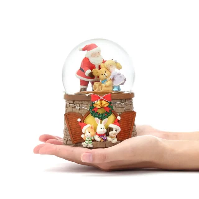 【JARLL讚爾藝術】聖誕老公公的驚喜 聖誕水晶球音樂盒(生日情人告白 結婚 聖誕禮物 交換禮物 聖誕裝飾)