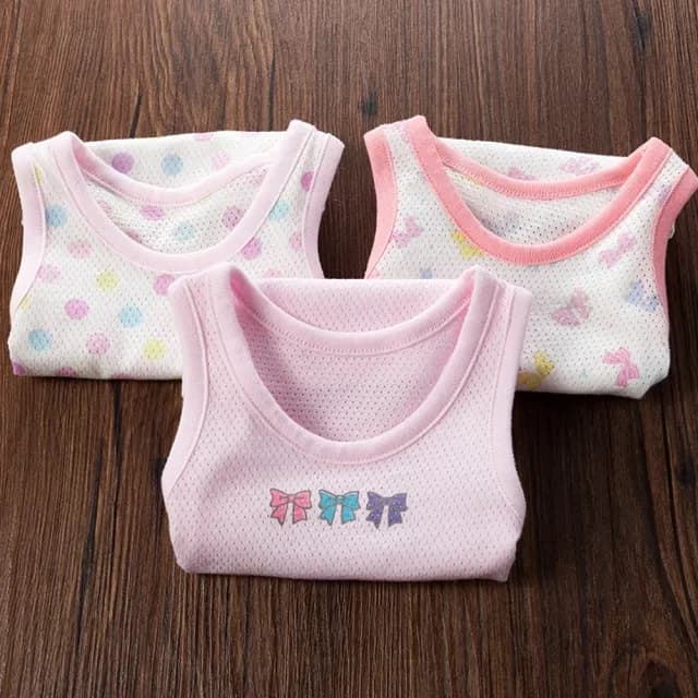 【橘魔法】透氣網眼洞洞衣 蝴蝶結點點 （3件組） (背心上衣 洞洞衣 女童 背心 透氣 童裝)