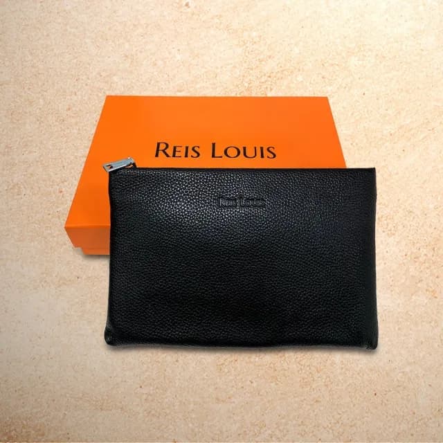 【REIS LOUIS 李斯路易斯】父親節禮物 真皮 荔枝紋牛皮素面男士手拿包(真皮包包 荔枝紋 素面)