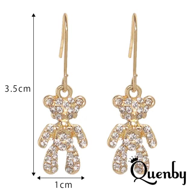 【Quenby】韓國同步俏皮滿鑽小熊耳環/耳針(耳針/飾品/配件) - momo購物網 - 好評推薦 -