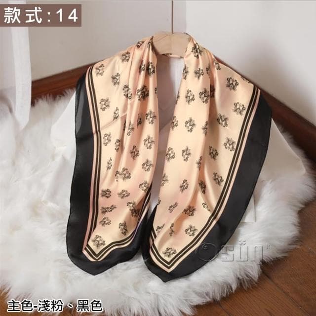 【Osun】韓版高檔送禮大方巾仿蠶絲綢緞質感絲巾印花披肩圍巾(多款任選/CE374)