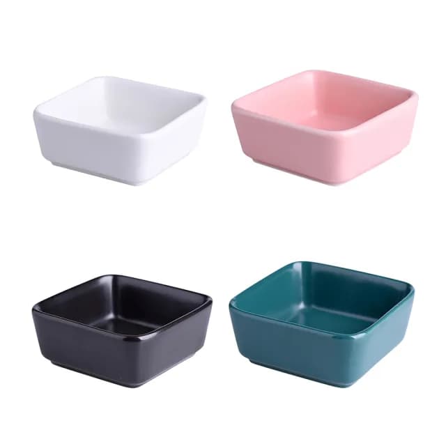【陶瓷餐具】日式陶瓷方型水果盤8.8cm-4色4入(碟子 醬料碟 調味碟 小菜碟 沾醬碟 點心盤 糖果盤 零食盤)