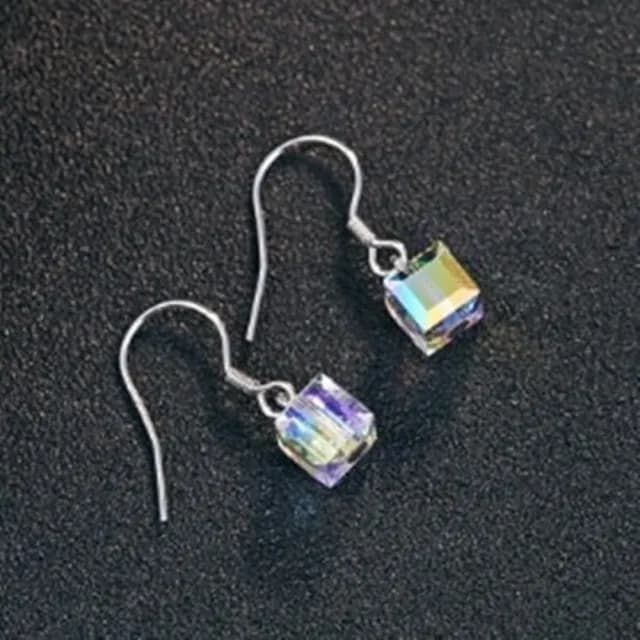 【米蘭精品】現貨+預購 925純銀耳環水晶耳飾(時尚閃耀魔方造型情人節生日聖誕節交換禮物女飾品73dz20)
