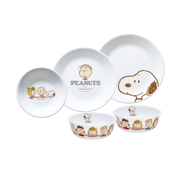 【CorelleBrands 康寧餐具】SNOOPY FRIENDS  5件式碗盤組(E02)
