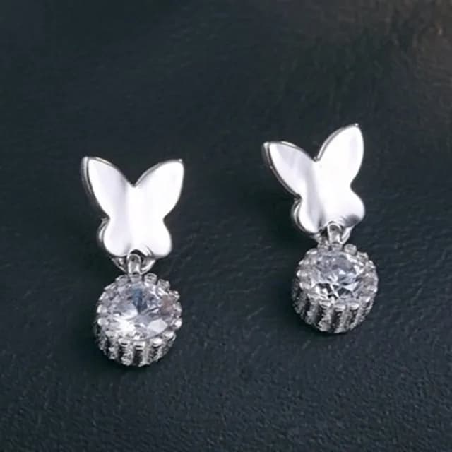 【米蘭精品】現貨+預購 925純銀耳環鑲鑽耳飾(微鑲鑽石蝴蝶造型情人節生日聖誕節交換禮物女飾品73dy9)