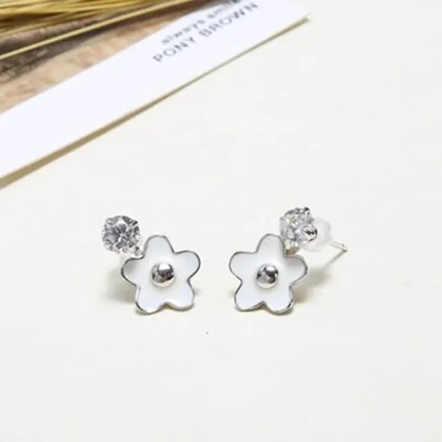 【米蘭精品】現貨+預購 925純銀耳環鑲鑽耳飾(簡約花朵造型情人節生日聖誕節交換禮物女飾品73dy56)