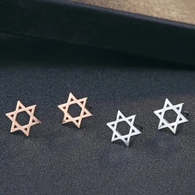 【米蘭精品】現貨+預購 925純銀耳環耳飾(百搭六芒星造型情人節生日聖誕節交換禮物女飾品73dy33)