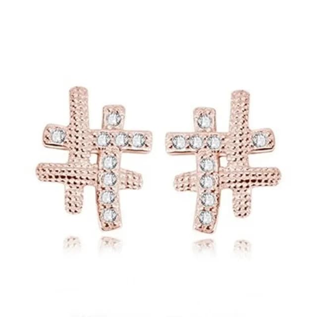 【米蘭精品】現貨+預購 925純銀鑲鑽玫瑰金耳飾(百搭井字造型情人節生日聖誕節交換禮物女飾品73dy40)