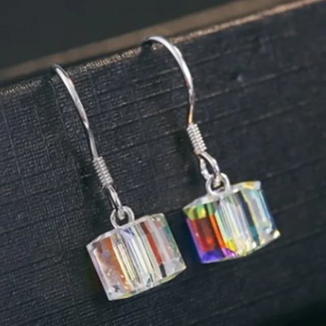 【米蘭精品】現貨+預購 925純銀耳環耳飾(魔方水晶造型情人節生日聖誕節交換禮物女飾品73dy62)