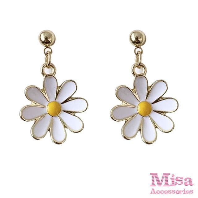 【MISA】韓國設計S925銀針清新小雛菊花朵造型耳環(2款任選)