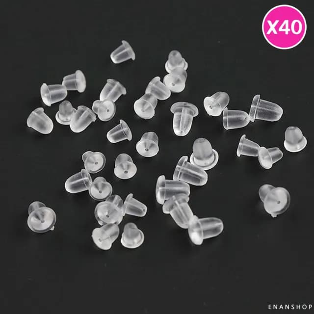 【ENANSHOP 惡南宅急店】矽膠耳塞40入組 耳針式 耳環配件 耳扣 塑料後扣式耳堵 矽膠 耳塞-0345D