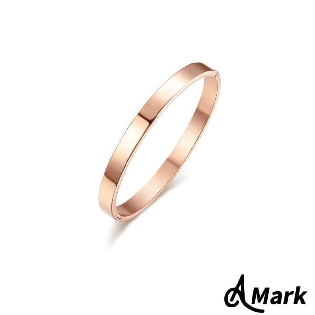 【A MARK】亮面簡約造型鈦鋼手環(生日禮物 情侶配飾)