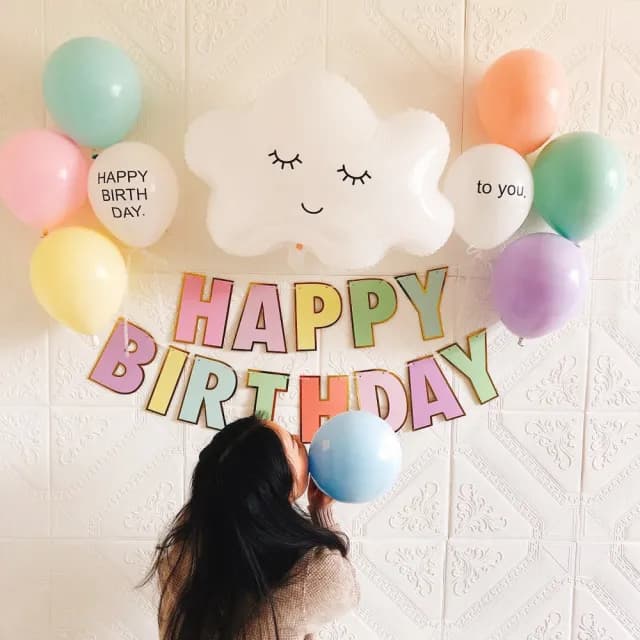 童趣風馬卡龍系生日快樂掛旗套組1組(生日氣球 派對 氣球 佈置 周歲 慶生 布置)