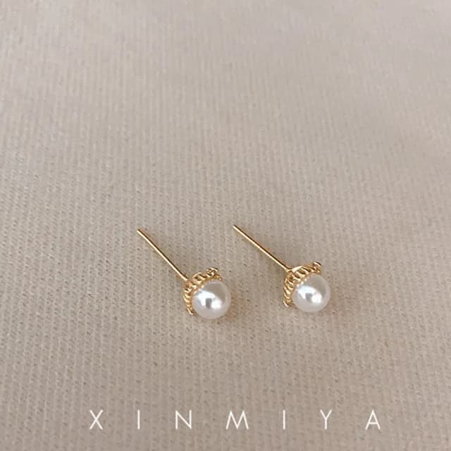 【HaNA 梨花】韓國輕奢．睡覺不用摘菱型珍珠晶鑽耳環(針式 耳環 耳飾 耳圈 耳釘)