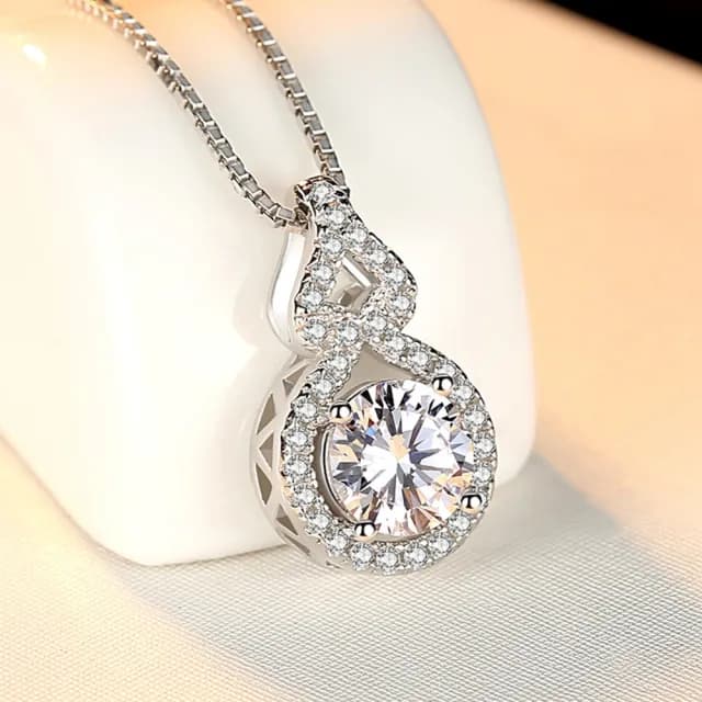 【米蘭精品】現貨+預購 莫桑鑽項鍊925純銀吊墜(1克拉8心8箭鏤空葫蘆情人節生日聖誕節禮物女飾品73yk37)