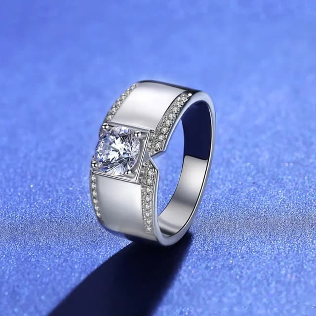 【米蘭精品】現貨+預購 莫桑鑽戒指925純銀(1克拉8心8箭D色寬版聖誕節情人節生日交換禮物男飾品73yk65)