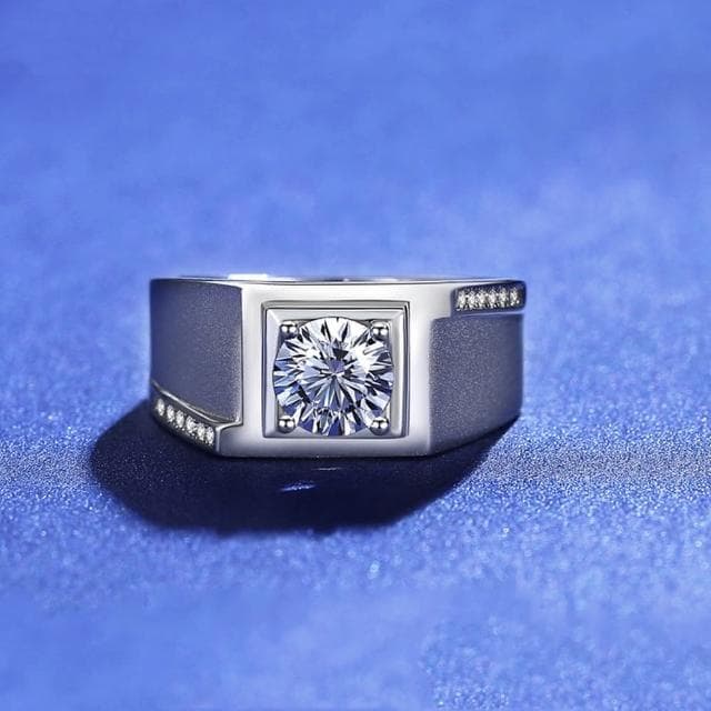 【米蘭精品】現貨+預購 莫桑鑽戒指925純銀(1克拉8心8箭微鑲噴砂聖誕節情人節生日交換禮物男飾品73yk67)