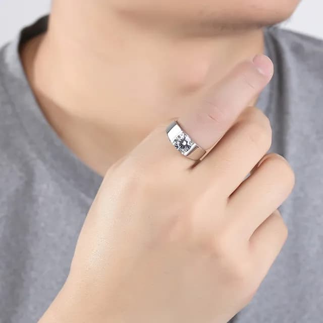 【米蘭精品】現貨+預購 莫桑鑽戒指925純銀銀飾(2克拉單鑽極簡光面聖誕節情人節生日交換禮物男飾品73yk71)