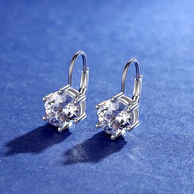 【米蘭精品】現貨+預購 莫桑鑽耳環925純銀耳扣(2克拉經典六爪鑲嵌聖誕節情人節生日禮物女飾品73yk101)