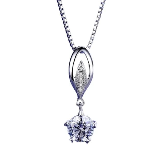 【米蘭精品】現貨+預購 莫桑鑽項鍊925純銀吊墜(1ct微鑲排鑽聖誕節情人節生日交換禮物女飾品2色73yk81)