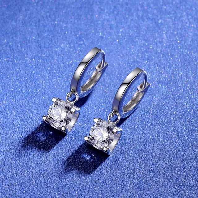 【米蘭精品】現貨+預購 莫桑鑽耳環925純銀耳圈(2克拉牛頭爪鑲嵌聖誕節情人節生日交換禮物女飾品73yk104)