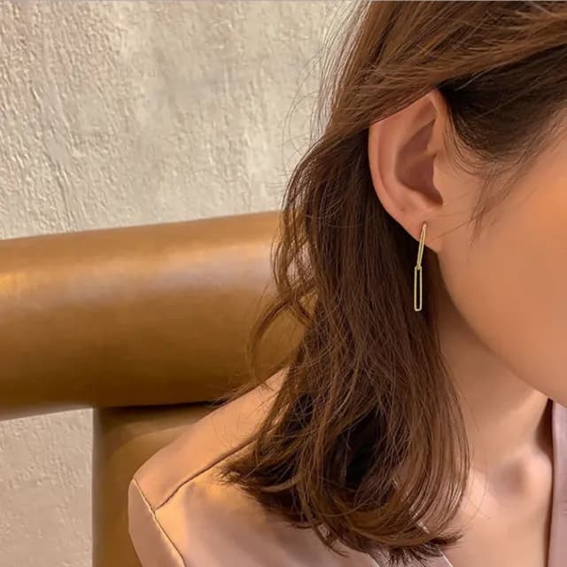 【HaNA 梨花】韓國質感日常小清新．方型垂飾耳環(針式 耳環 耳飾 耳圈 耳釘)