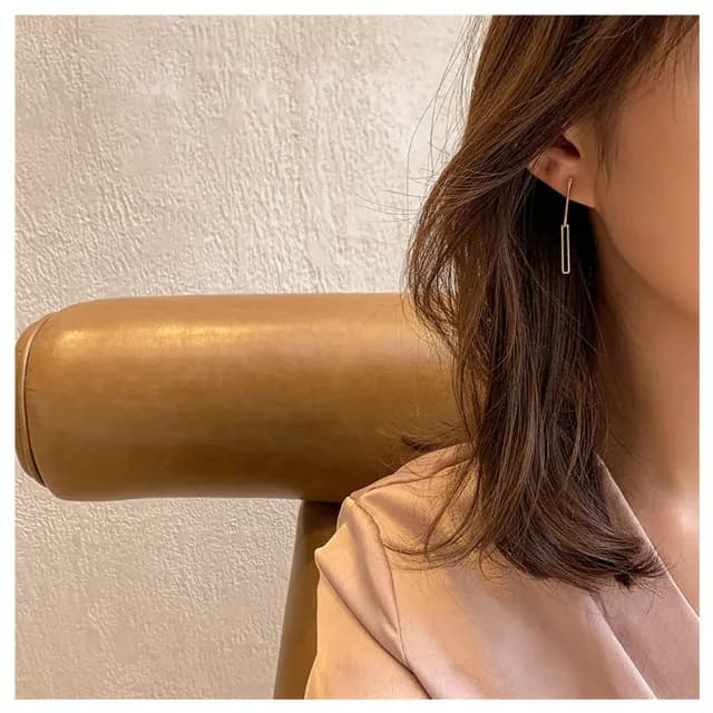 【HaNA 梨花】韓國質感日常小清新．方型垂飾耳環(針式 耳環 耳飾 耳圈 耳釘)