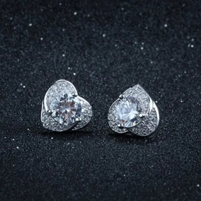 【米蘭精品】現貨+預購 925純銀耳環鑲鑽耳飾(百搭愛心造型情人節生日聖誕節交換禮物女飾品73dy64)