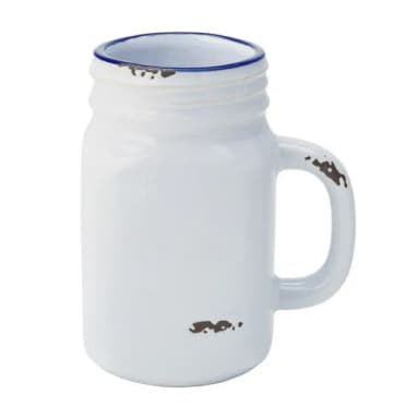 【Utopia】復古石陶梅森馬克杯 藍白400ml / 水杯 茶杯 咖啡杯 母親節禮物