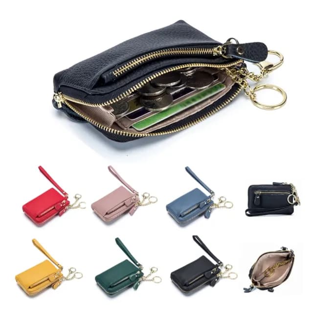 【玩皮工坊】真皮頭層牛皮雙拉鍊隨身零錢包 LH803 女夾(真皮包包 六色可選)