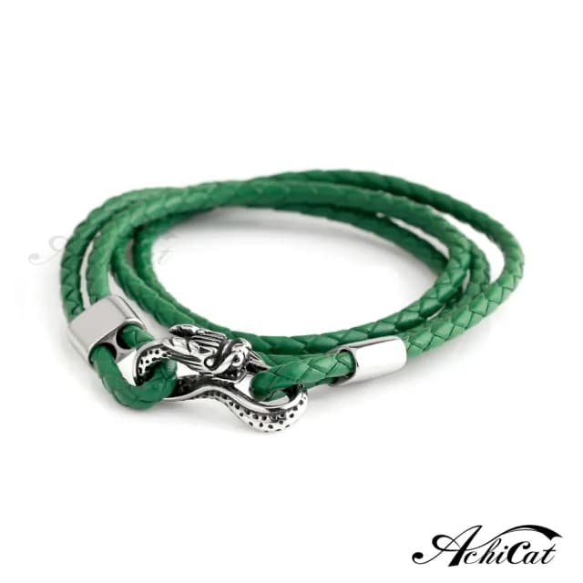 【AchiCat】編織皮手鍊．雙圈．龍年開運．男生(白色情人節禮物)